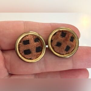 3 for $20 Edgy Leopard Print Faux Fur Stud Earrings | Gold Tone Frame